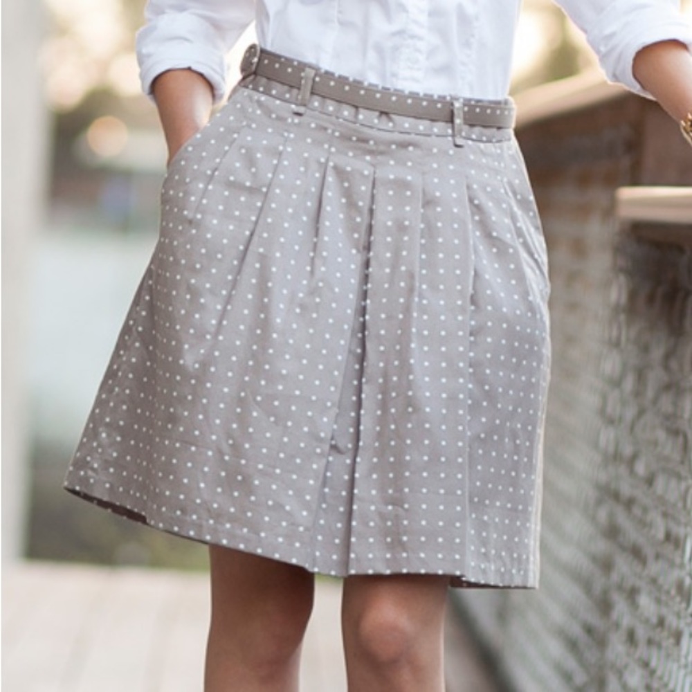 THE LIMITED POLKA DOT PLEAT BELTED SKIRT